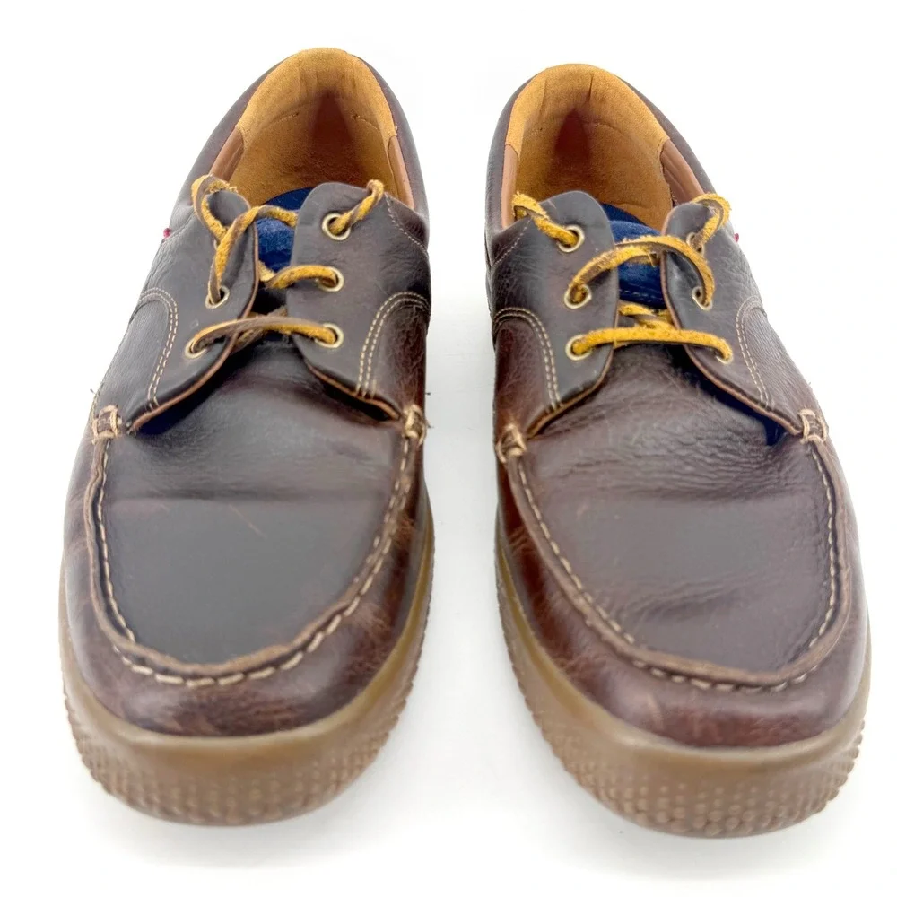 FitFlop Micro Wobble Board Boat Shoes Mens 11 Brown Leather Moc Comfort Resort